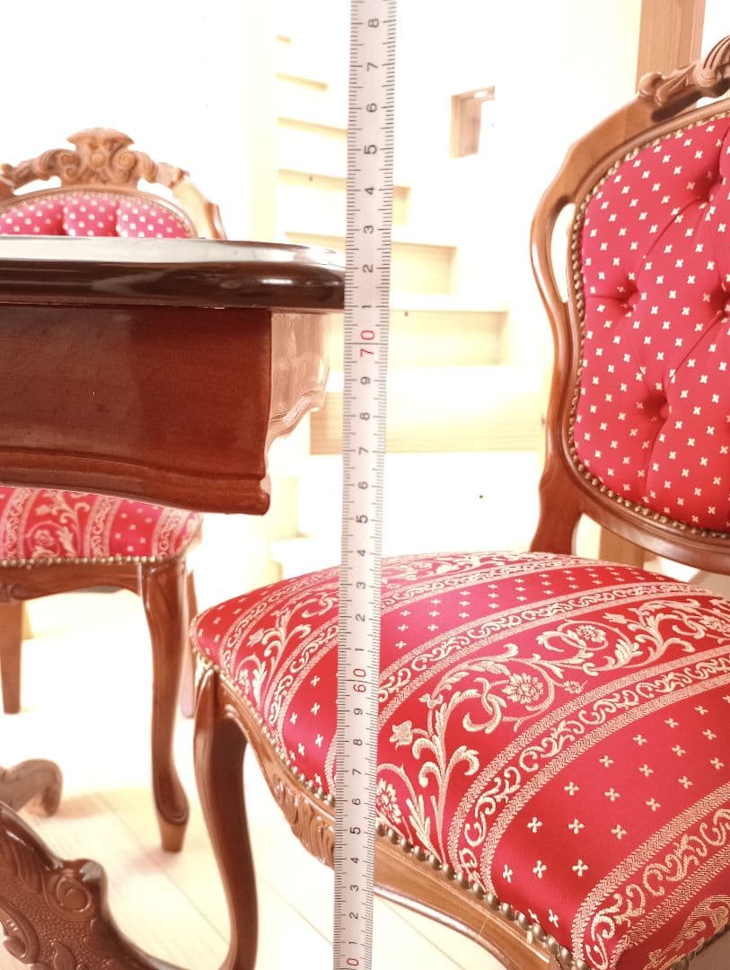 センターテーブル、ダイニングデーブル椅子2脚セット　　猫足　アンティーク