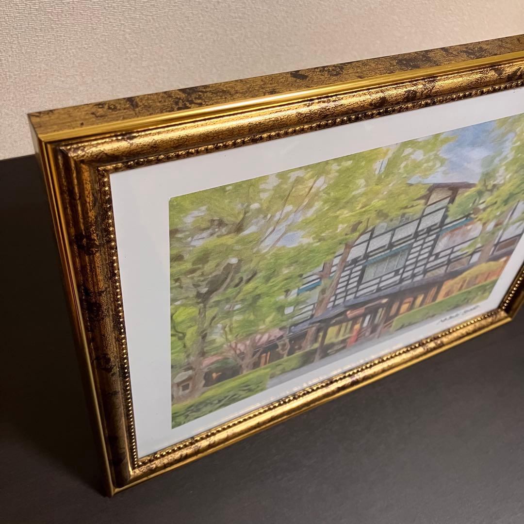 ジブリアート⑦ 風立ちぬより「万平ホテル」額装品 額縁寸法32.7