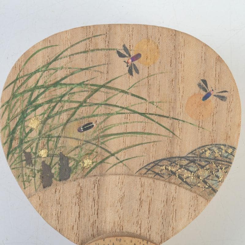 茶道具 畑幸春作 蛍図 団扇形 香合 共箱 V 9789