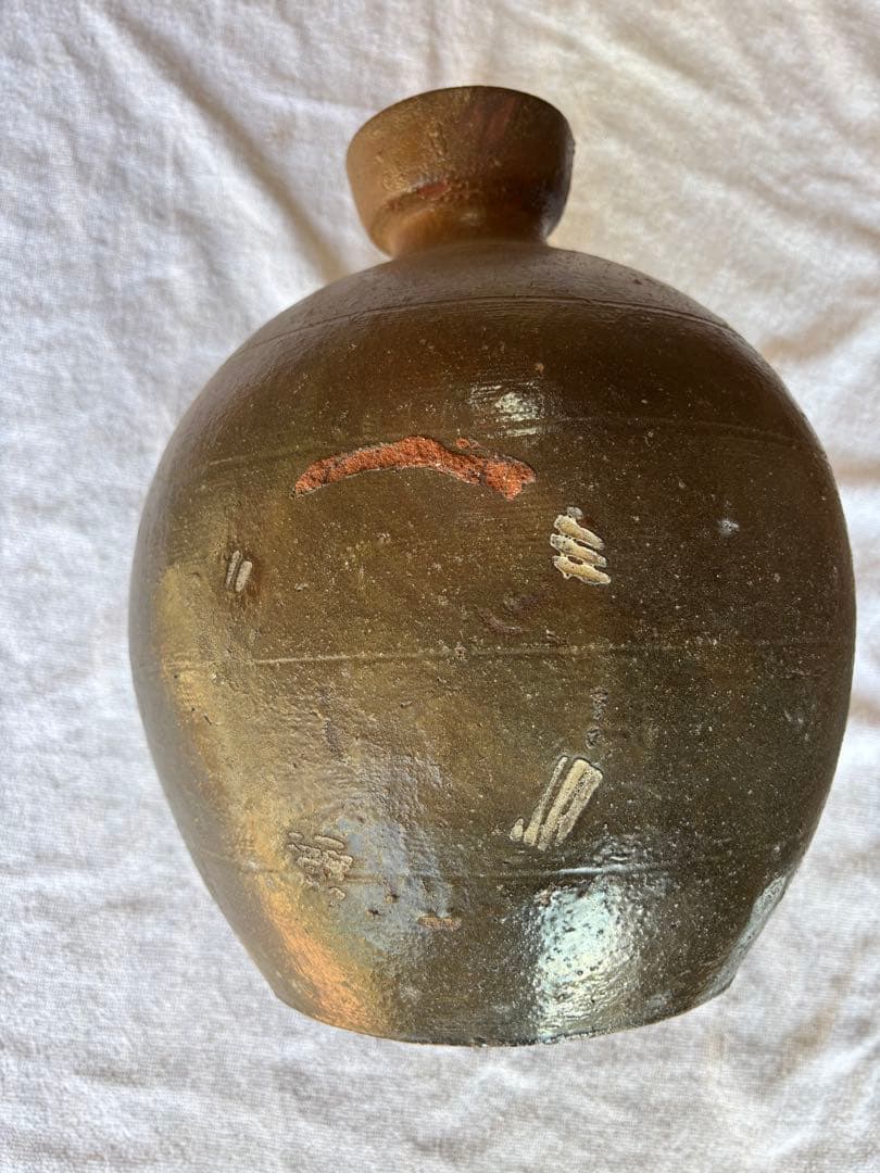 備前焼　大型徳利　無釉焼き締め　骨董品　アンティーク置物
