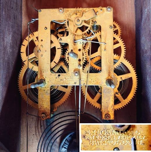 〈完動・美品〉イングラハム　ローズウッド和藤内八角ゼンマイ振り子時計　古時計