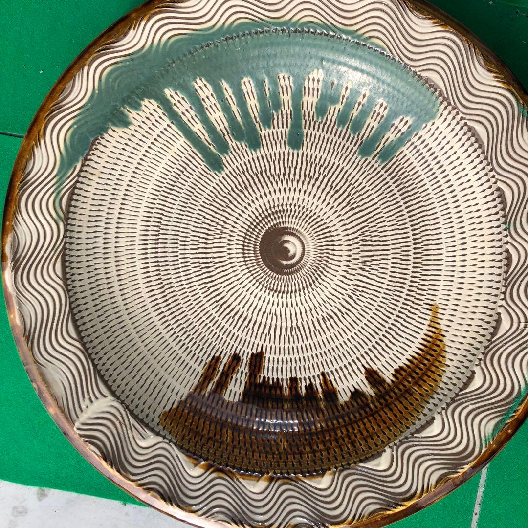 小石原焼　特大皿　陶器　骨董品