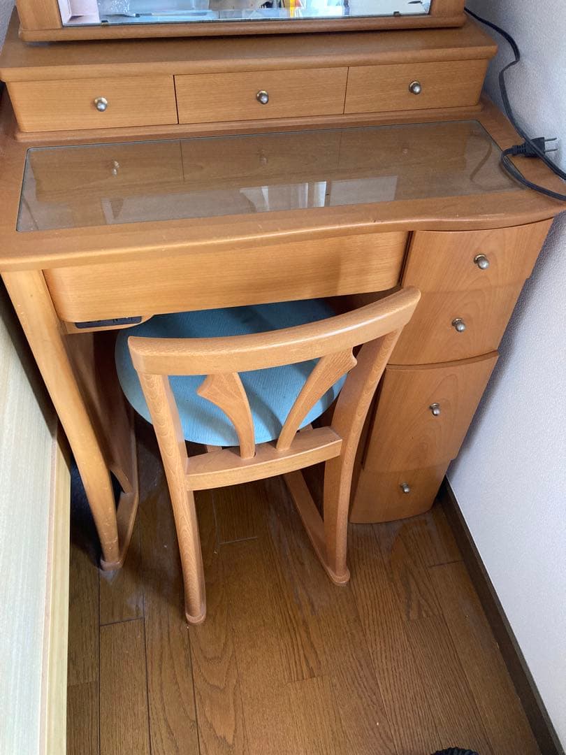 ちこ様専用木製ドレッサー・鏡台・椅子付き