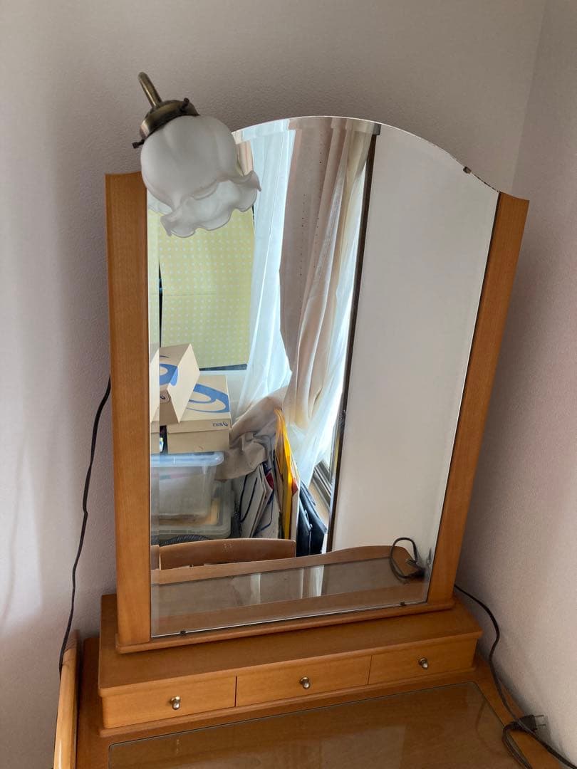 ちこ様専用木製ドレッサー・鏡台・椅子付き