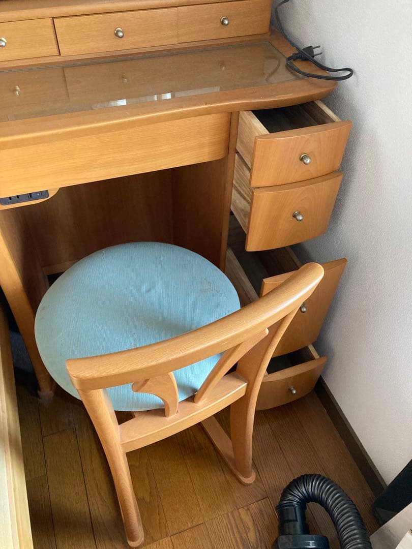 ちこ様専用木製ドレッサー・鏡台・椅子付き