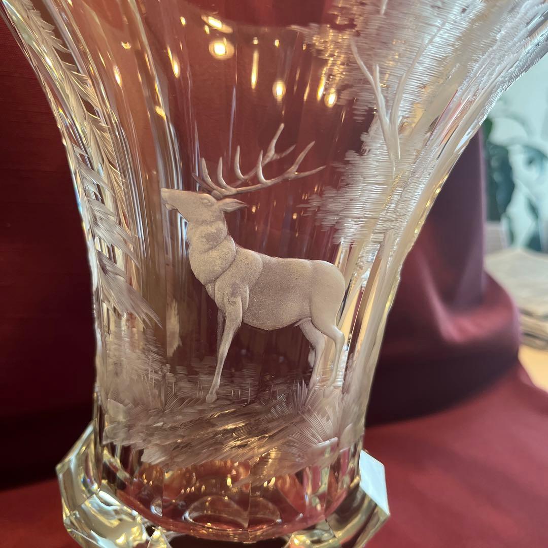 モーゼル 花瓶 モーゼル 花瓶 鹿 モーゼル Moser 鹿の細密彫刻