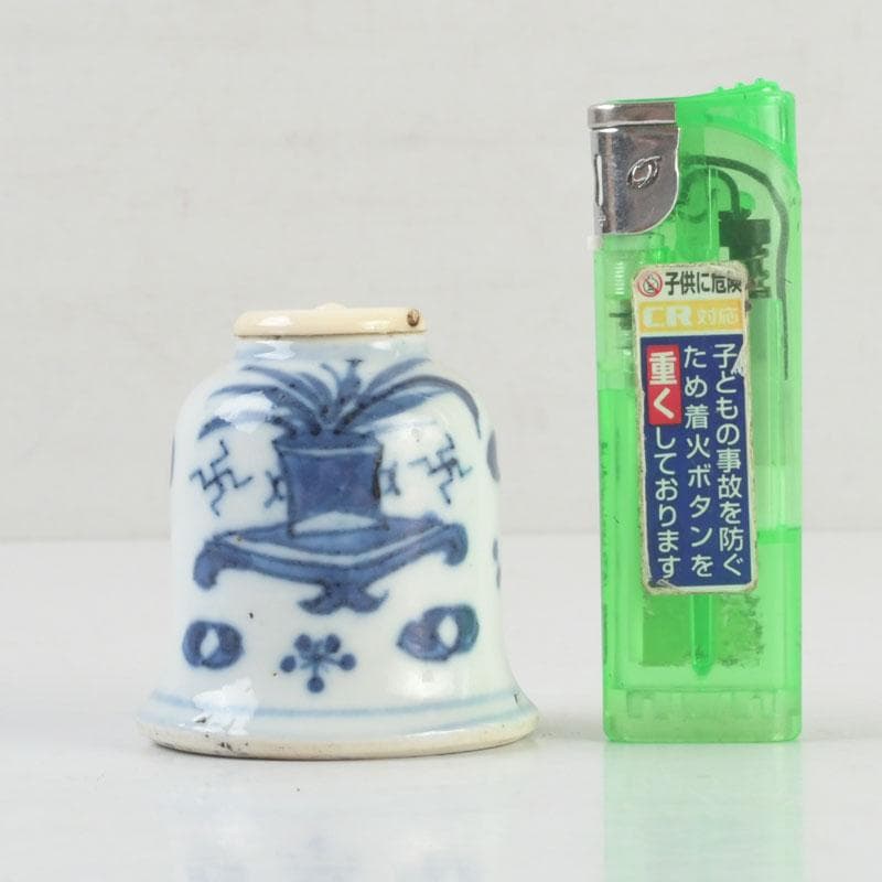 茶道具 伊万里焼 古染付 花草文 茶入 時代箱付 V 9309