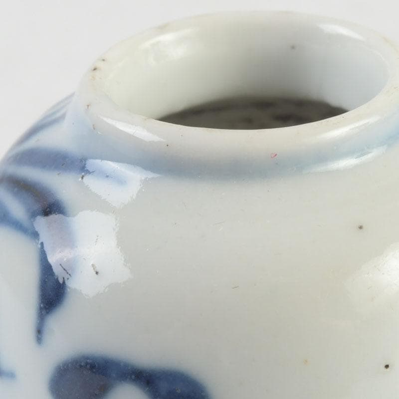 茶道具 伊万里焼 古染付 花草文 茶入 時代箱付 V 9309