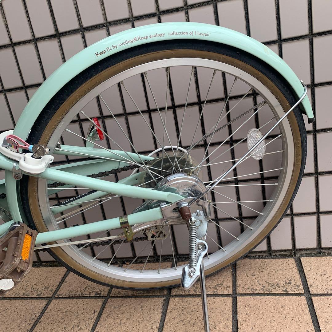 引渡限定】MAHALOジュニア ミントグリーン 自転車 変速機付き 22インチ