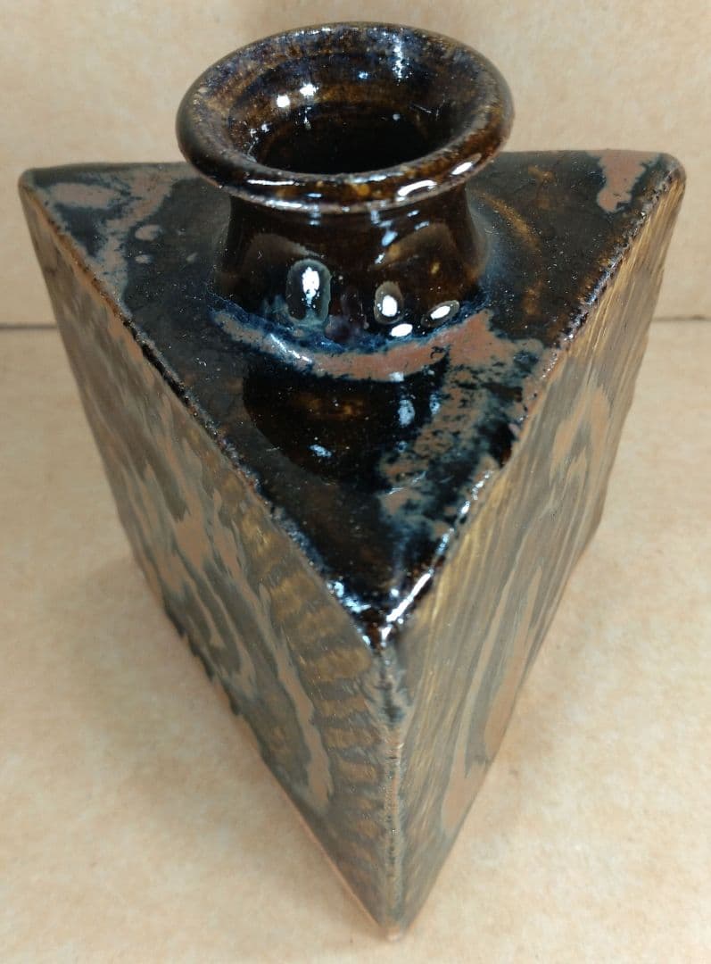 フランスラフ様専用【本物保証】島岡達三 象嵌三角壷 共箱 人間国宝:民芸
