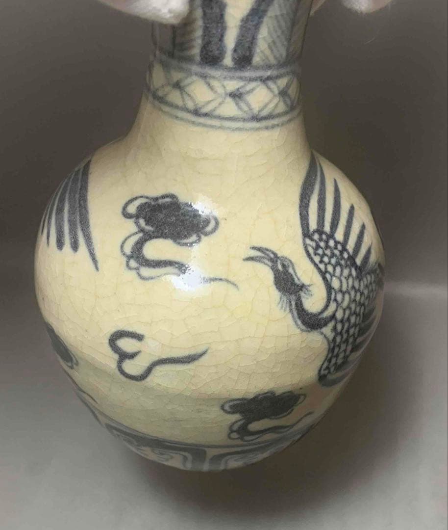 中国 染付鳳凰絵瓶　f2250417