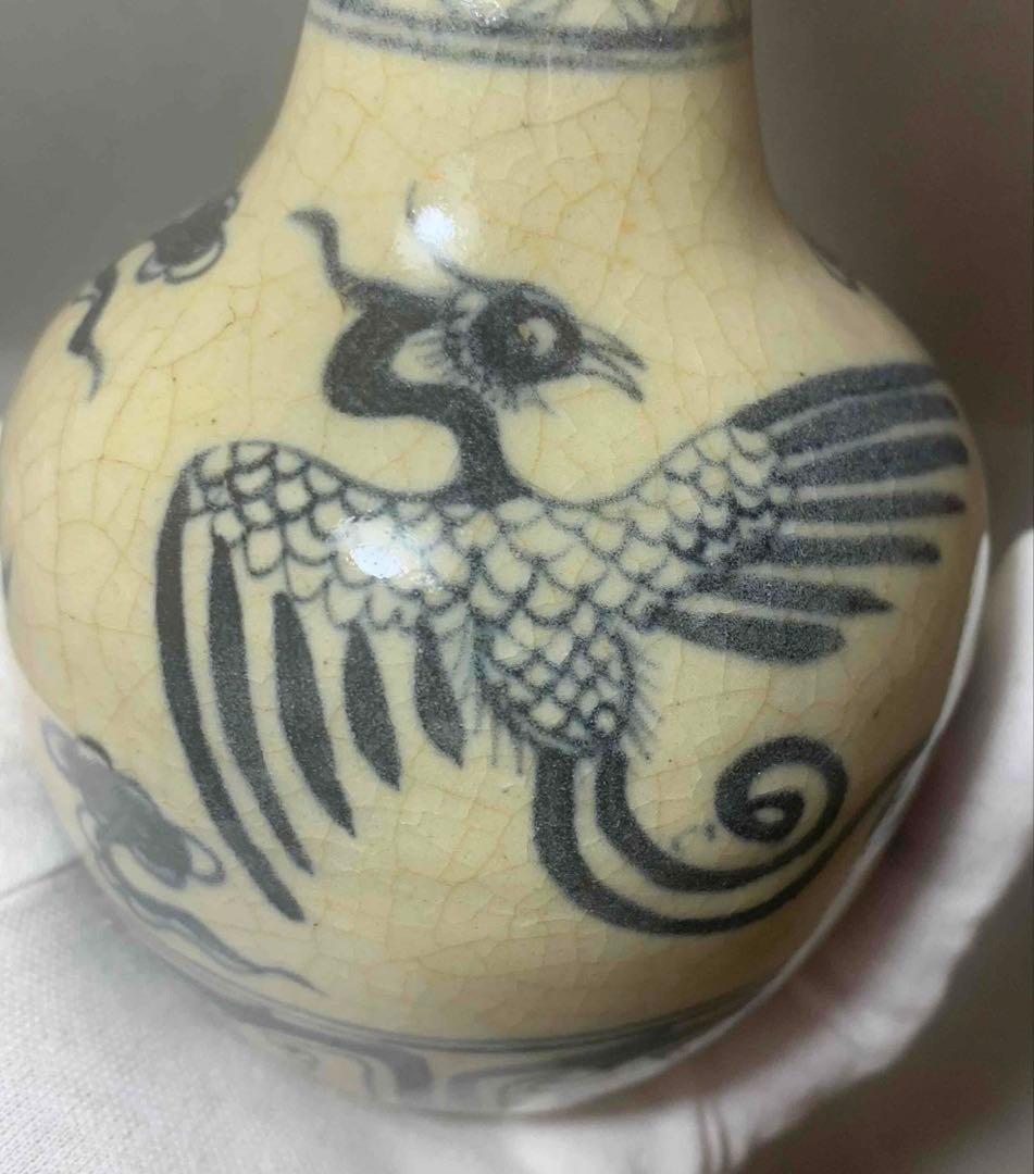 中国 染付鳳凰絵瓶　f2250417