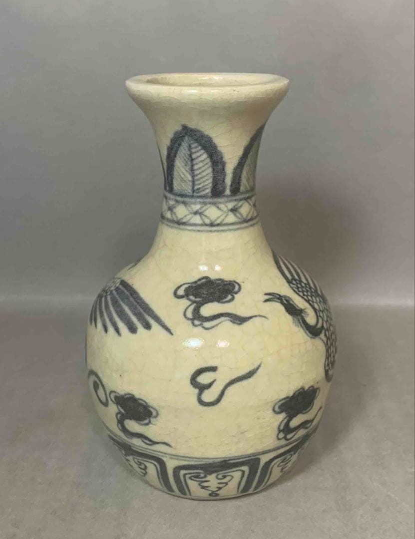 中国 染付鳳凰絵瓶　f2250417