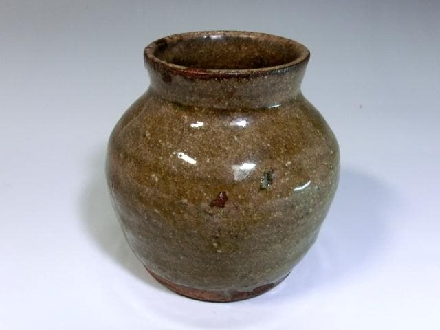 壷□無地唐津(江戸期)お歯黒壺 小壺 茶入れ 古唐津 時代物 骨董