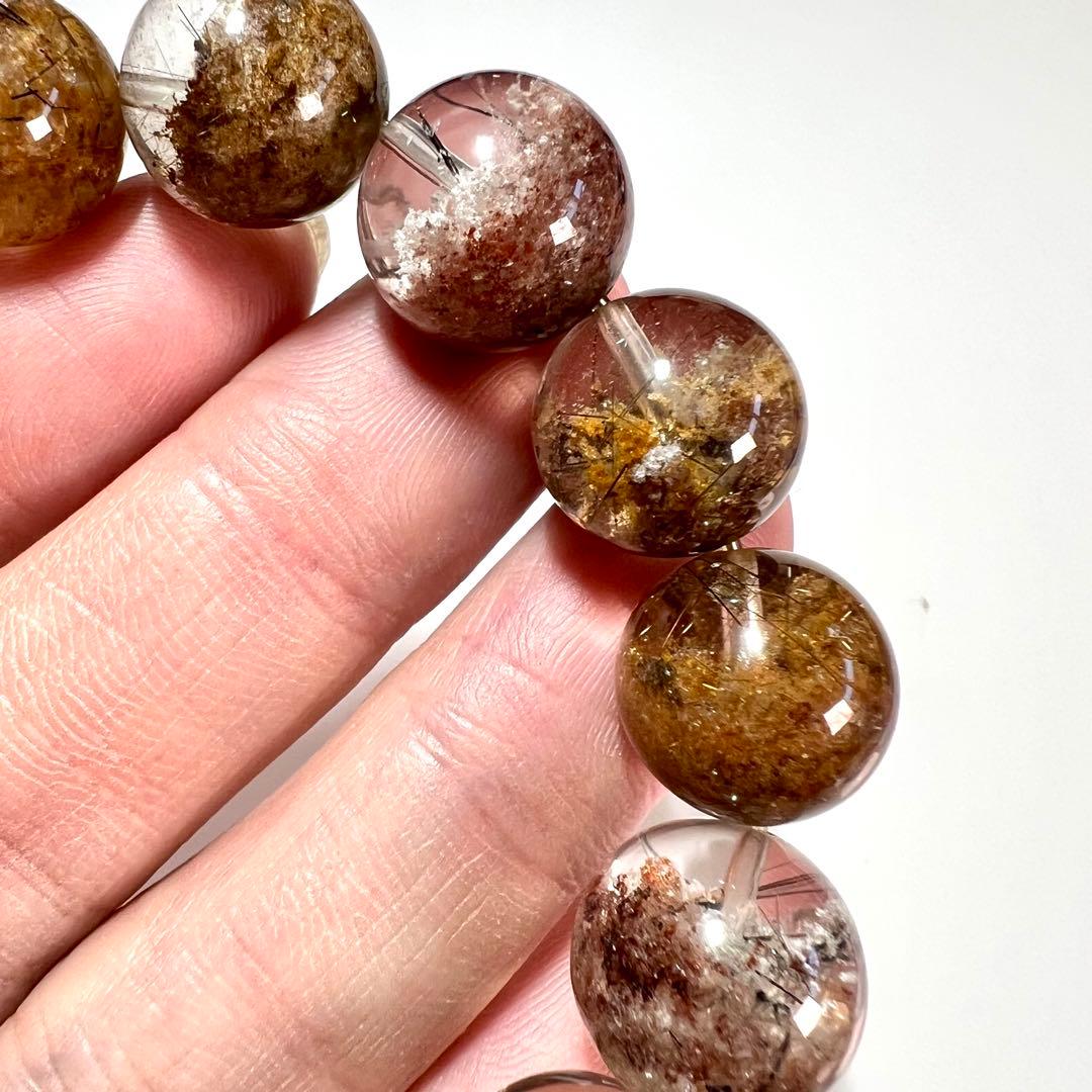 希少！ガーデンクォーツ×ルチルクォーツ 共生ブレスレット【一点物】ゴールドルチル