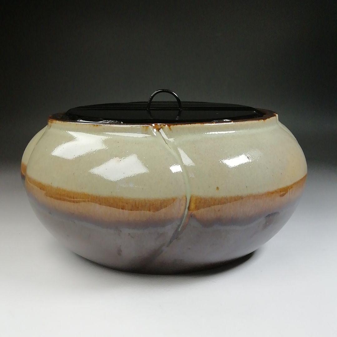 T689 水指 『捻梅 水指』『膳所焼』『淡海ぜぜ 陽炎園 造』 共