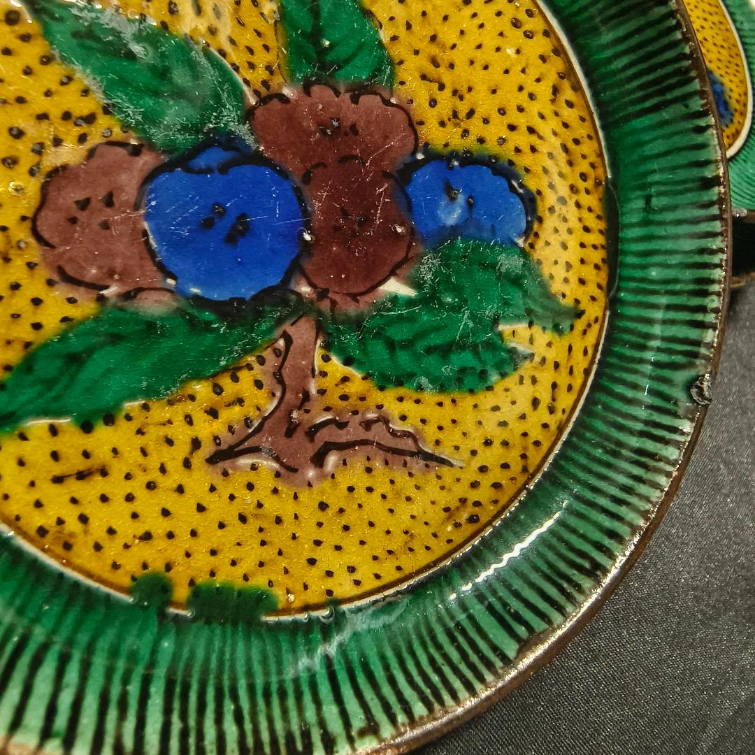 古九谷 青手九谷小皿 幕末骨董 手描き 古美術 旧家蔵出し 蒐集家放出