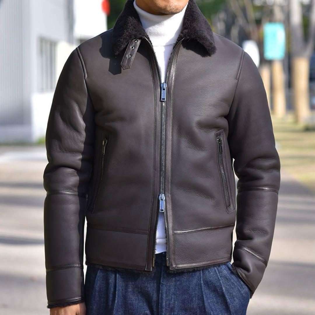 タリアトーレ ムートン tagliatore 46 ブラウン レザー - メルカリ