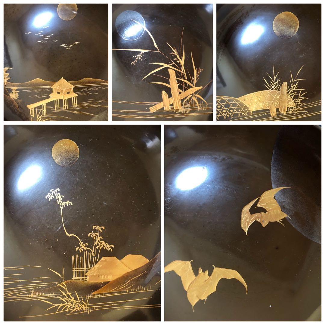 《R》懐石 蓋内絵変り蒔絵 吸物椀20客 木製漆器 木箱 時代 251016い3