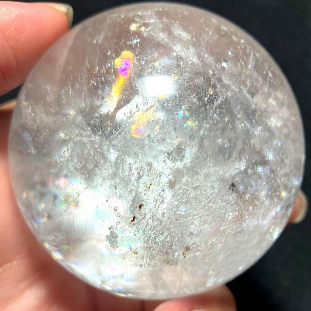58mm 虹入りゴールドルチルクォーツ 丸玉 スフィア 金針水晶