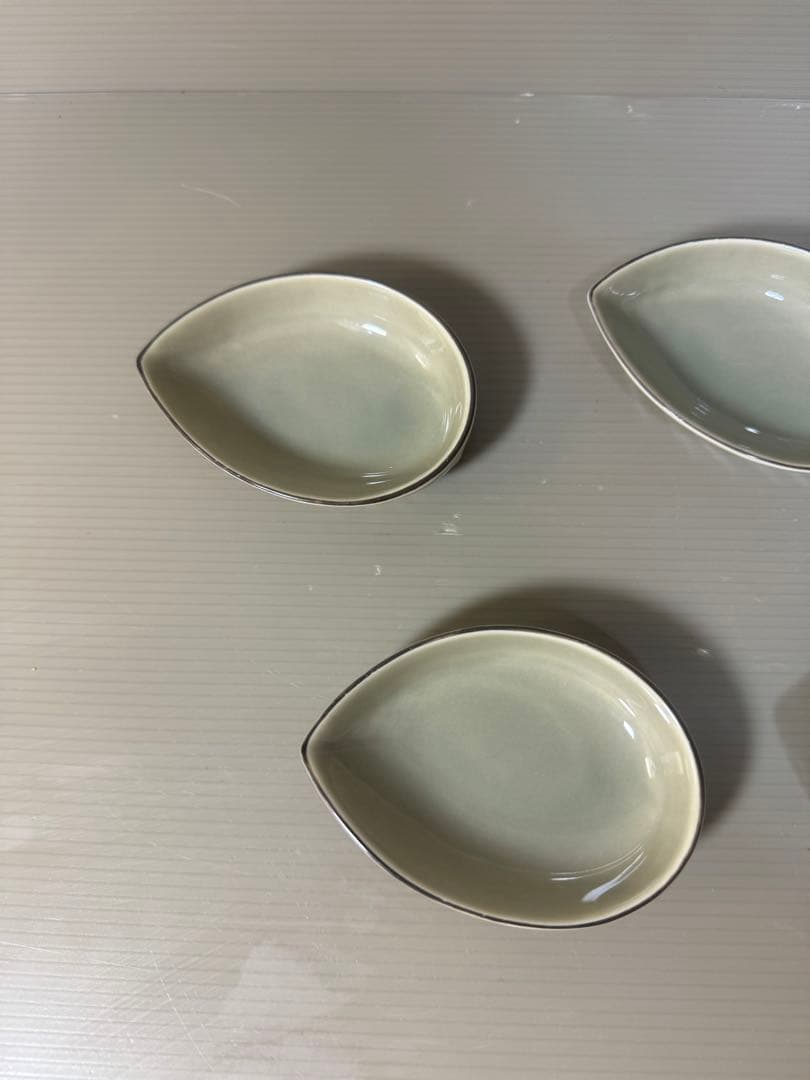 2427 希少深川製磁百年庵茶灰釉小皿5客