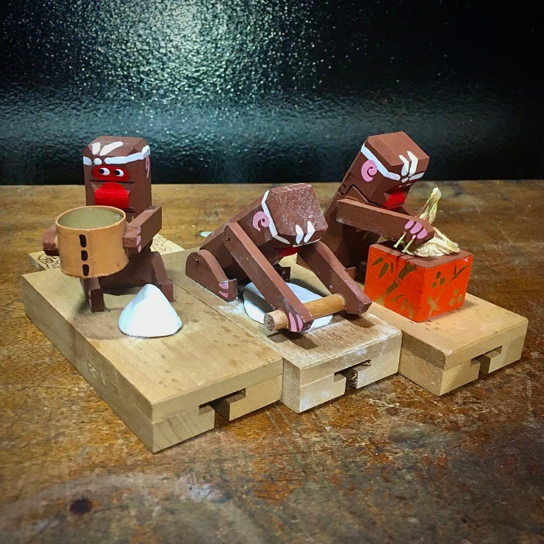 長野県 廃絶 郷土玩具 奈良井のからくり玩具 信濃猿・蕎麦のし猿 民