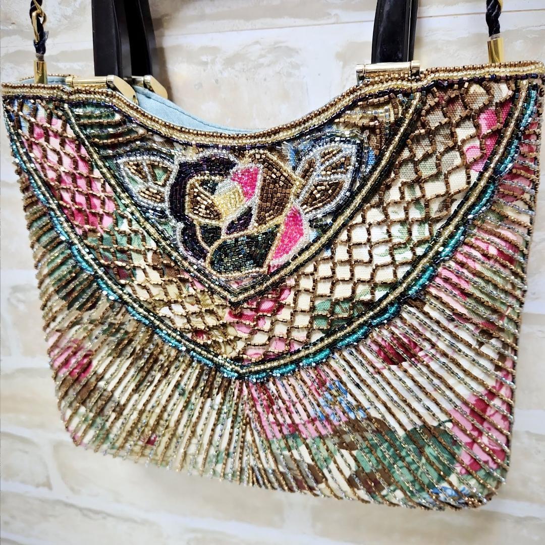 ★はしもと/LUMY「薔薇孔雀」フォーマル 2WAYトートバッグ 美品 希少レア