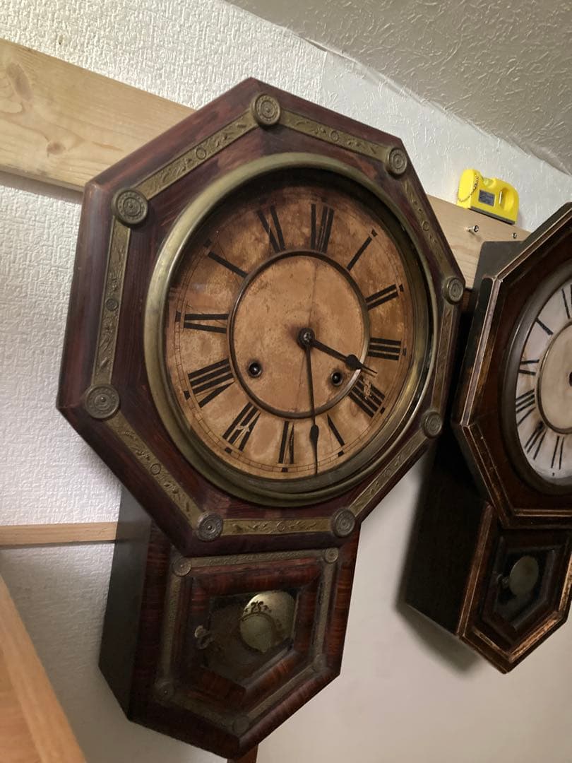アンティーク名古屋時計製造 8日巻 ボンボン柱時計 稼働中