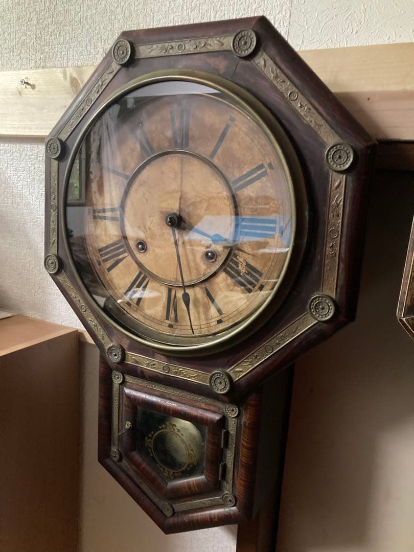 アンティーク名古屋時計製造 8日巻 ボンボン柱時計 稼働中