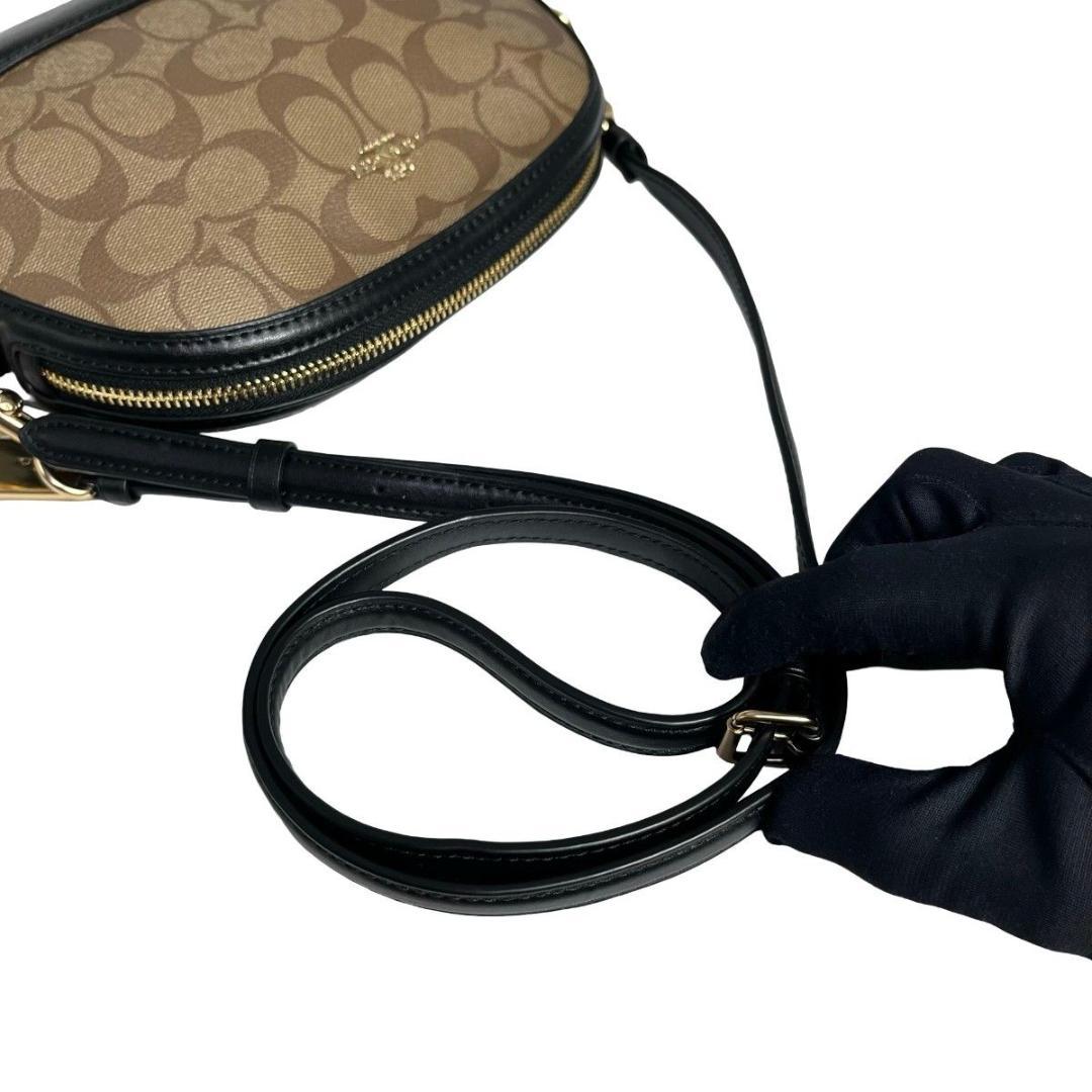 未使用級 COACH コーチ ショルダーカメラバッグ ブラウン シグネチャー