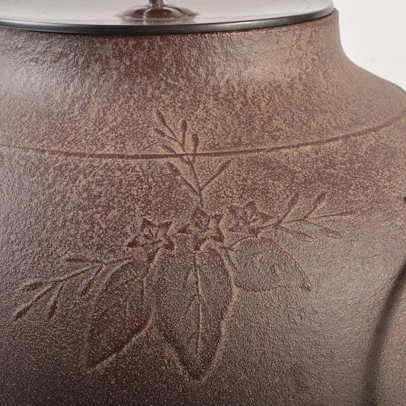 茶道具 人間国宝 釜師 高橋敬典作 桐文 真形釜 鉄釜 共布