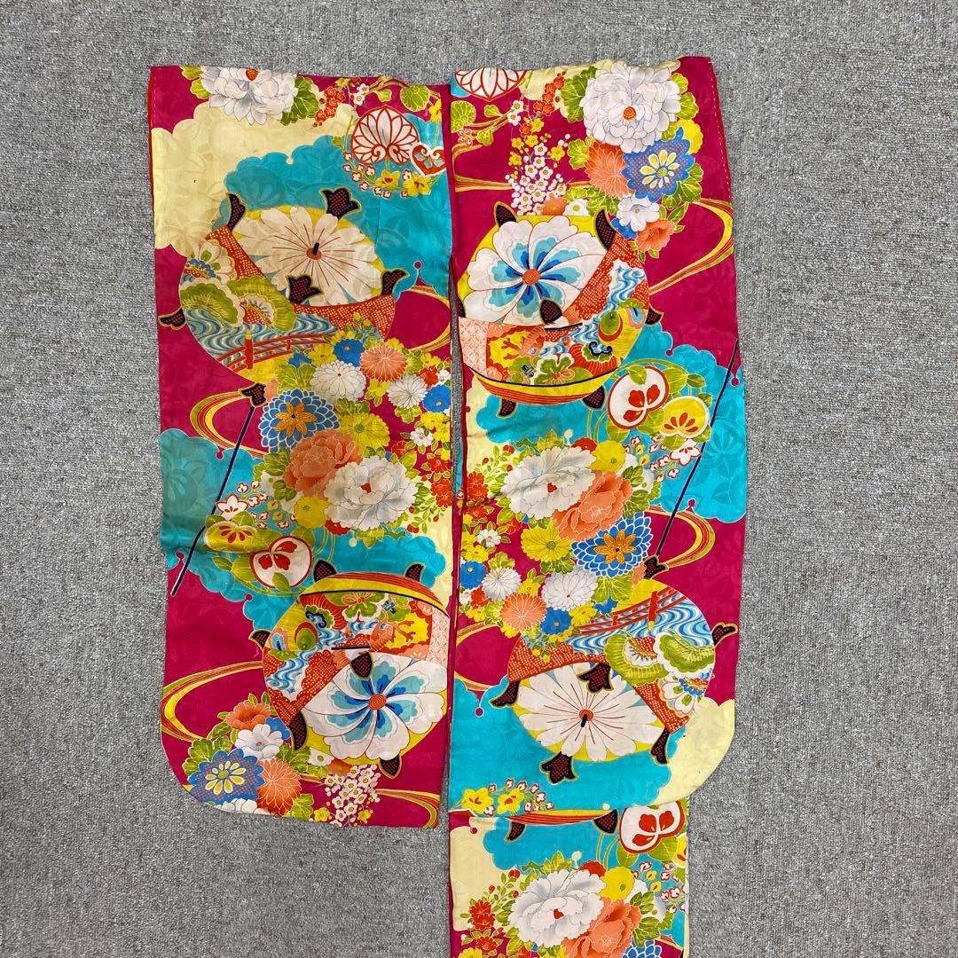 509ag19◎七五三 三歳 女の子 アンティーク着物のみ レトロ 濃緋色◎