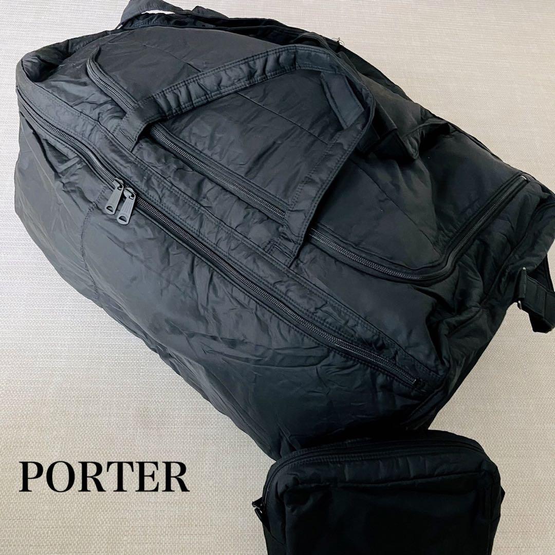 美品】ポーター ボストンバッグ 2way 大きいサイズ 収納ポーチ ブラック