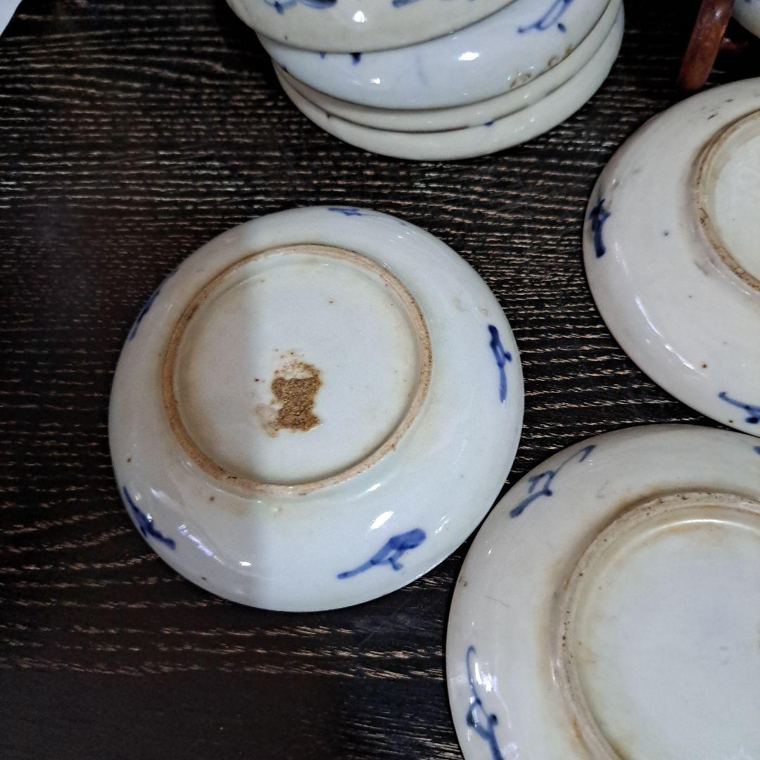 お値下げ中　　中国古玩　清時代　呉須染付青磁　　小皿　10客