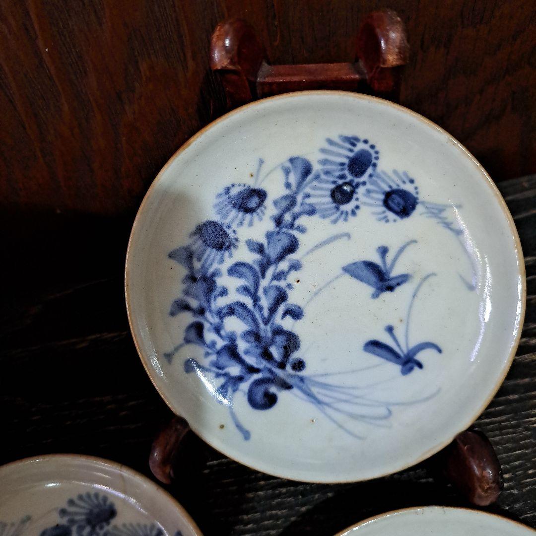 お値下げ中　　中国古玩　清時代　呉須染付青磁　　小皿　10客
