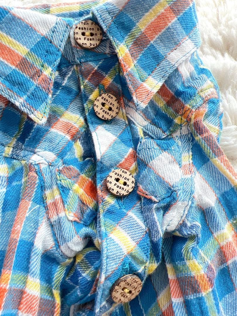 アトリエgg ブルーチェックシャツ