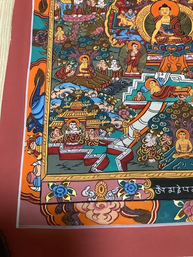 《 チベット密教　新品　1点物 》 釈迦の一生　手描き　曼荼羅　仏教　密教　38
