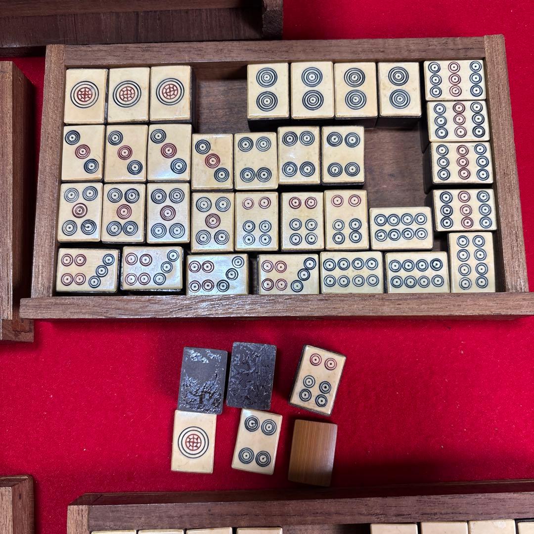 麻雀牌 アンティーク 麻雀セット 木製箱 - メルカリ