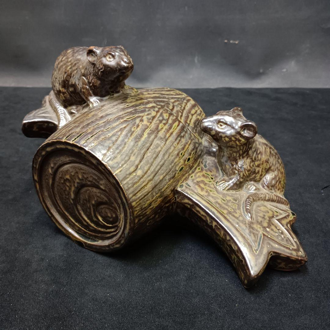 陶器 ネズミと小槌の置物 約25㎝