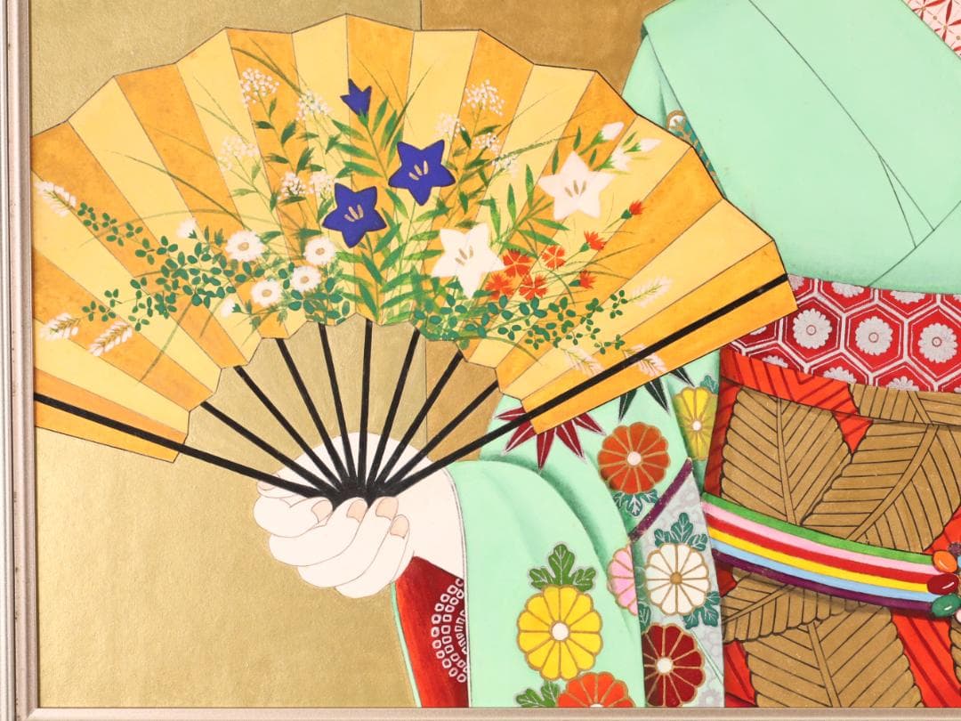 【真作】　渡部岱龍 「 舞妓 」　F10号　日本画　共シール　タトウ　BK172