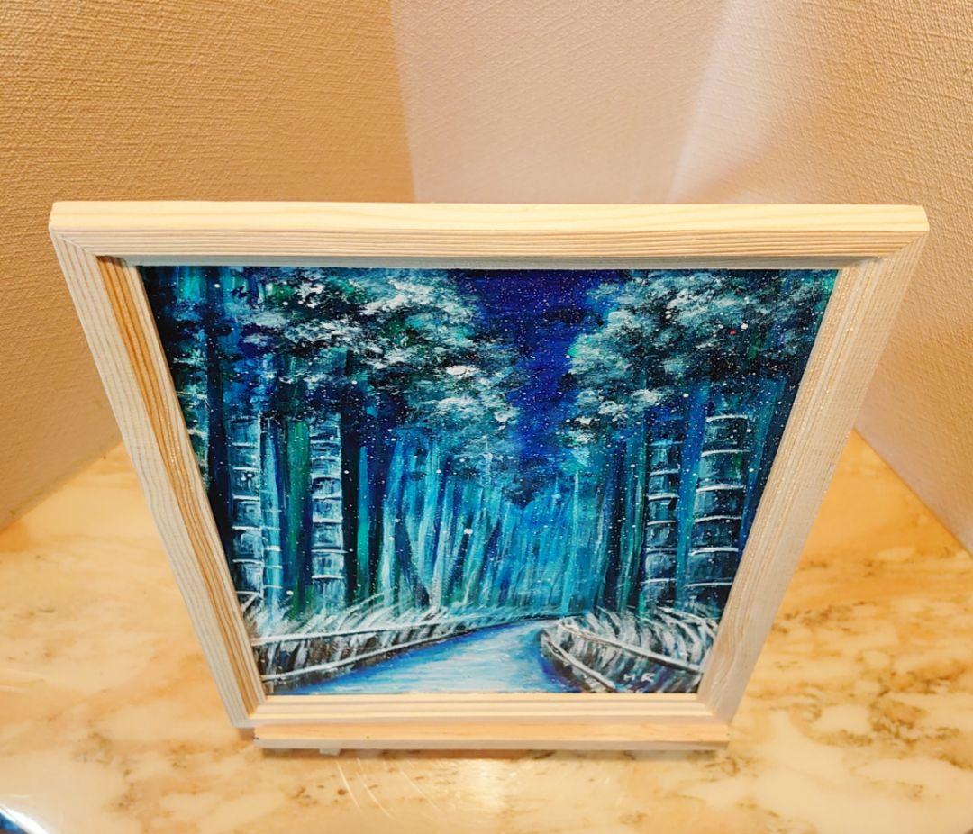 油絵 絵画 【冬の竹林】