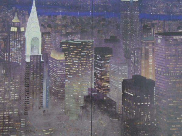 岩波昭彦、【摩天楼】、希少な額装用画集より、新品額装付、状態良好