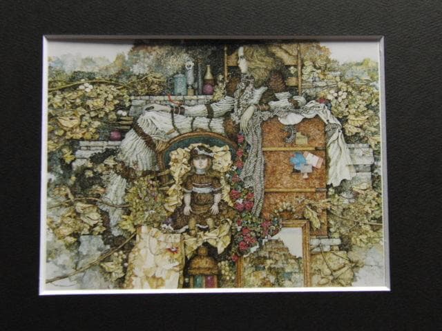 石阪春生【人形と古いトランク（女のいる風景）】希少な額装用画集より