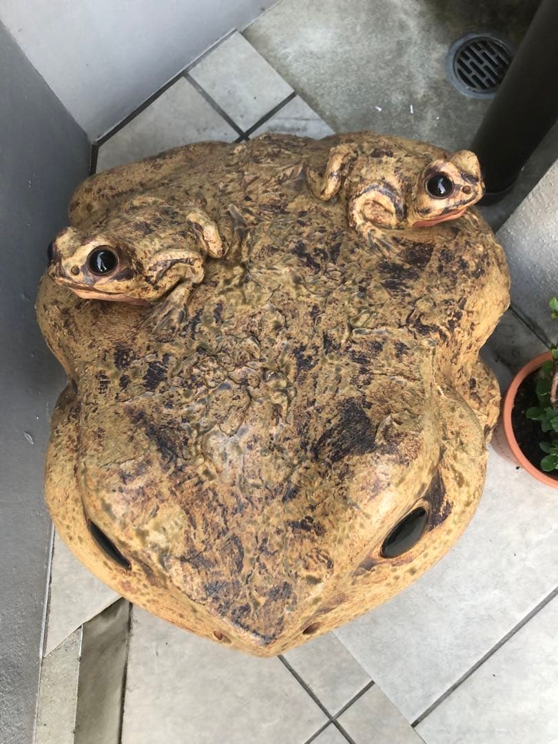 カエルの置き物 かえるの親子 大きな蛙 縁起物 オブジェ 特大