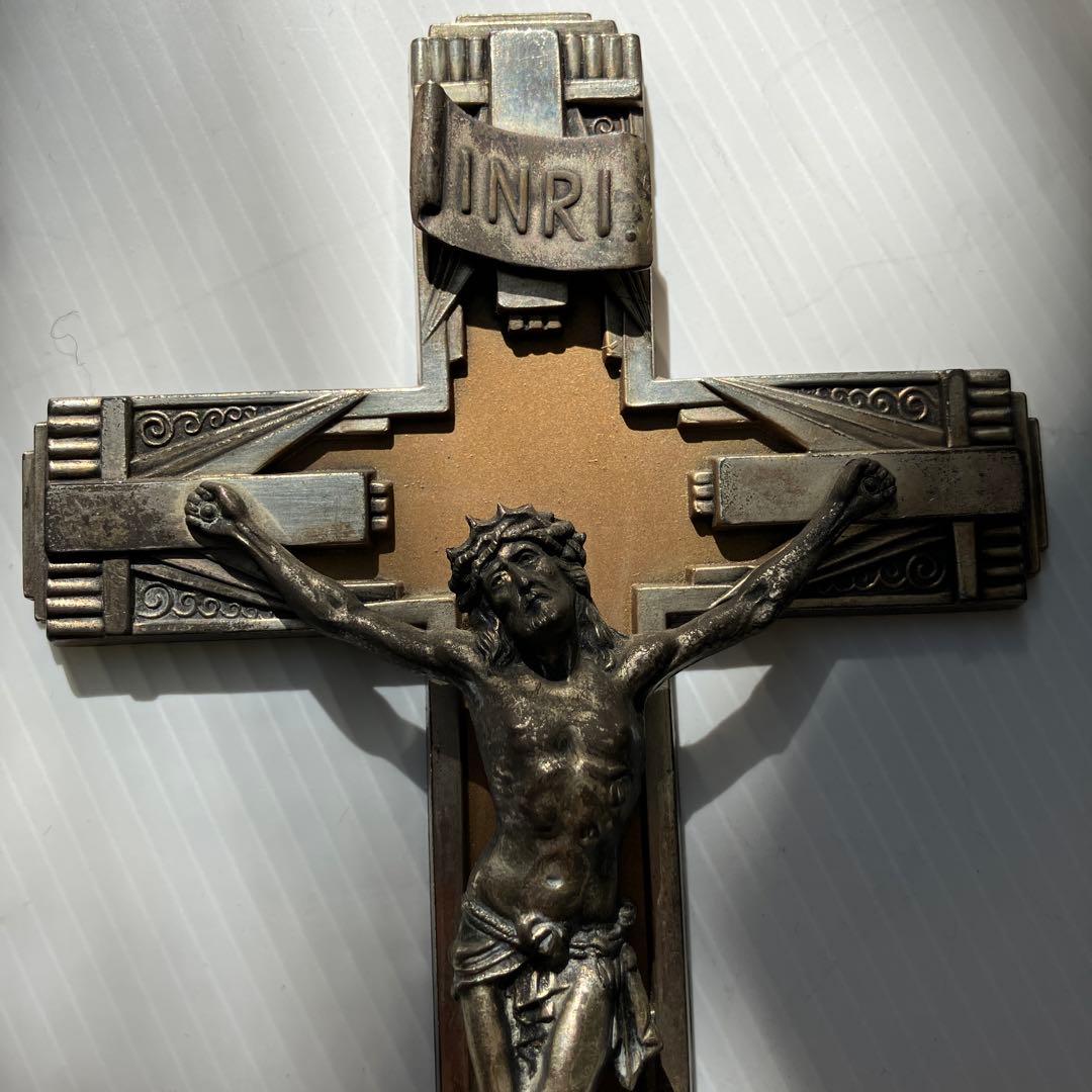 キリスト磔刑壁掛け フランスアンティーク アールデコ様式 十字架像