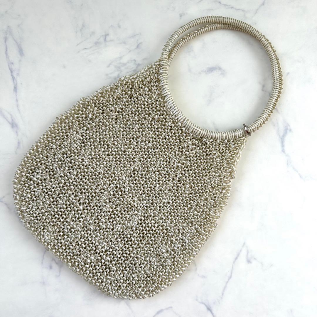 アンテプリマ ハンドバッグ オーロラ ホワイト ラウンド パーティー チェーン