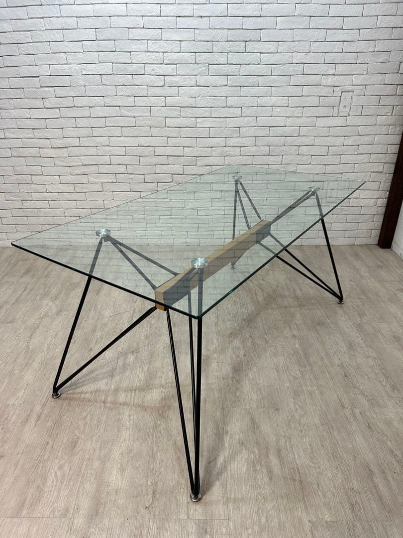 【東京都23区配送無料】デザイナーズ　ガラス　ダイニングテーブル　リビング　格安