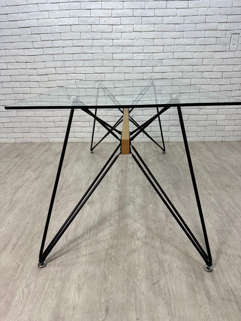 【東京都23区配送無料】デザイナーズ　ガラス　ダイニングテーブル　リビング　格安