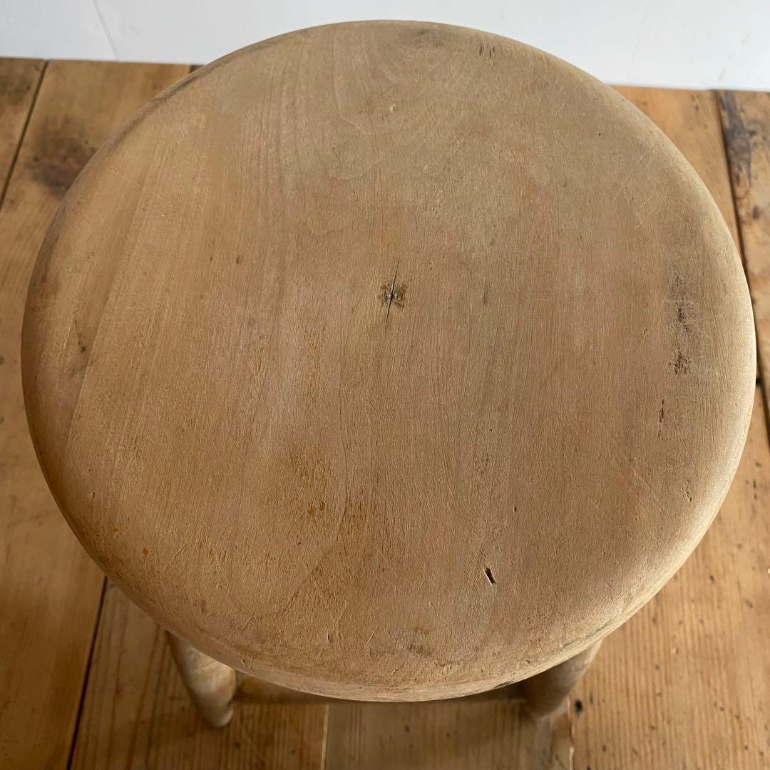 アンティーク スツール 椅子 無垢材 無塗装 シャビー z844