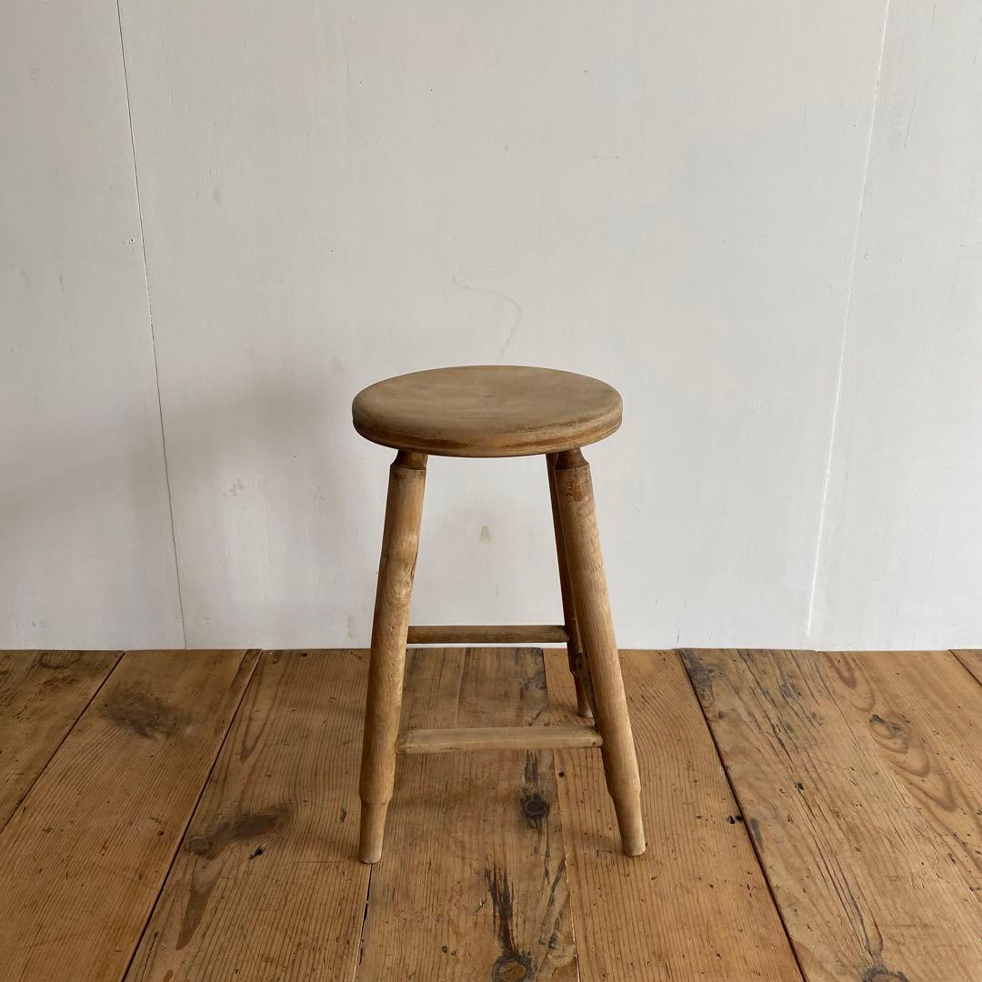 アンティーク スツール 椅子 無垢材 無塗装 シャビー z844